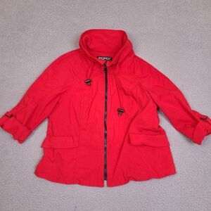 Windridge Cheryl Nash Jacket Womens Large Red Full Zip‎ Stretch Made in USA